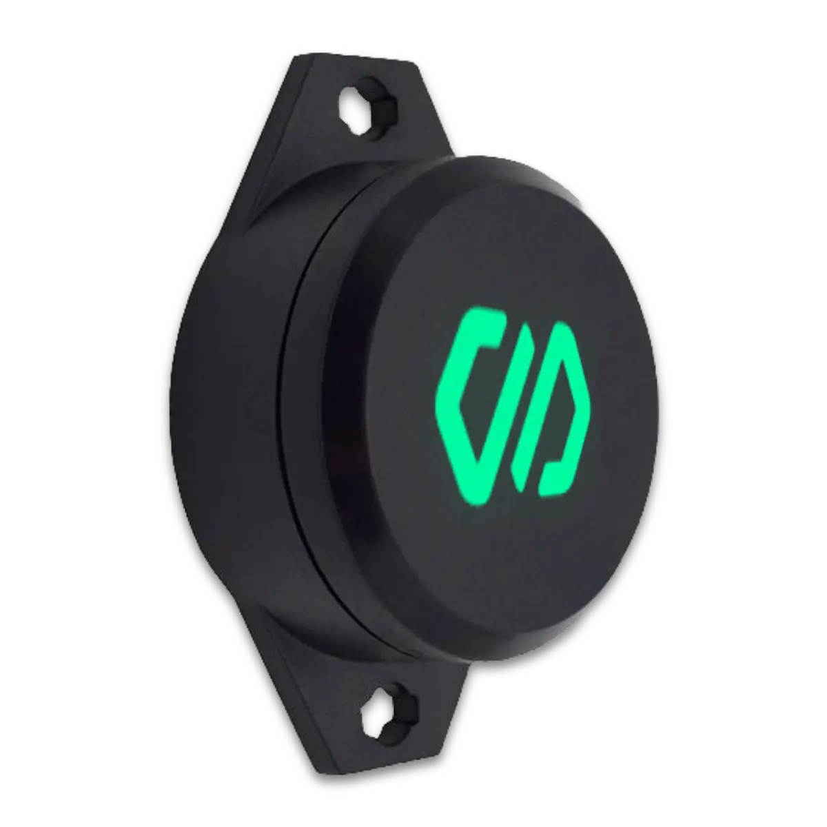 SecureSafety BLE proximity beacon worn by an industrial worker for lone-worker location tracking and man-down detection in camera-blind areas